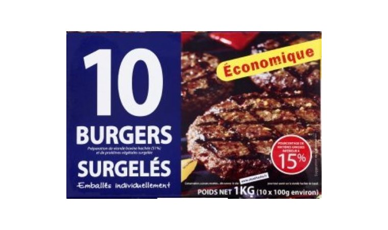 10 burgers surgelés 